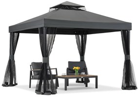 Antraciet tuinpaviljoen met klamboe Valencia 3x3 m Tuinpunt
