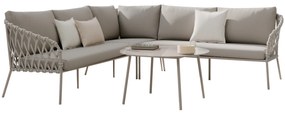 Monte Rosa hoek loungeset 3 delig aluminium bruin rope