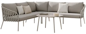 Monte Rosa hoek loungeset 3 delig aluminium bruin rope