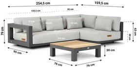 Hoek loungeset  Aluminium Grijs 4 personen 4 Seasons Outdoor Metropolitan/Ravalla