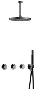 Hotbath Cobber IBS70 Regendoucheset inbouw - 15cm plafondarm - 30cm ronde hoofddouche - staafhanddouche - zwart chroom IBS70BK25