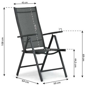 Tuinset Ronde Tuintafel 125 cm Aluminium/textileen Grijs 4 personen Domani Furniture Carino/Livorno