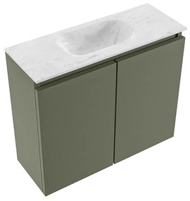 Mondiaz Ture DLux toiletmeubel 60cm army met wastafel opalo midden zonder kraangat