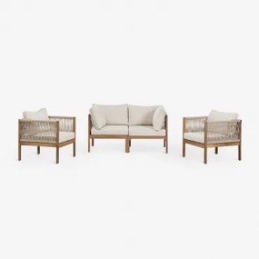 Branson Acacia Wood 2-delige Modulaire Bankset Met Armleuningen En 2 Fauteuils Acacia Bruin - Sklum