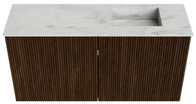 Mondiaz Joya DLux 80cm toiletmeubel walnut met wastafel faye rechts 1 kraangat opalo