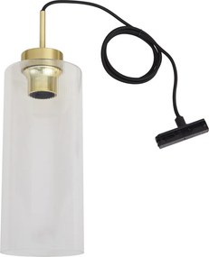 Art Deco hanglamp goud met helder glas voor railsysteem 1-fase - Iconic Laura