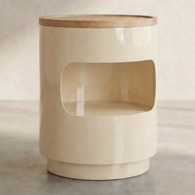 Bijzettafel Met Opberg Beige - 37 X 37cm.