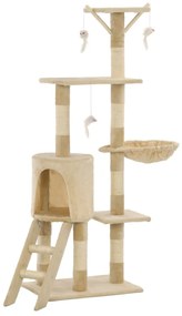 vidaXL Kattenkrabpaal met sisal krabpalen 138 cm beige