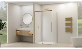 Van Rijn Products ST09 Schuifdeur tbv hoekcabine - 120x200cm - helder glas - soft-close - Messing Geborsteld ST09350120HESB
