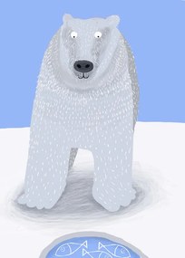 Ilustratie Funny Polar Bear with Fish, Carla Daly