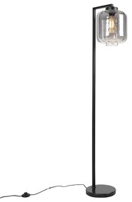 Design vloerlamp zwart met smoke glas - Qara Down Design E27 Binnenverlichting Lamp