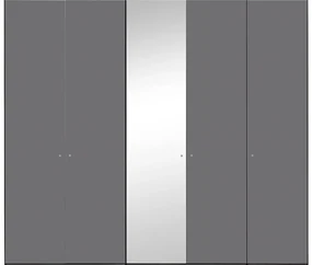 Goossens Kledingkast Easy Storage Ddk, Kledingkast 253 cm breed, 220 cm hoog, 4x glas draaideur en 1x spiegel draaideur midden