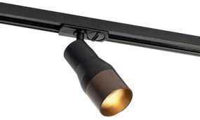 Modern railsysteem met 5 spots zwart met donker brons 1-fase - Iconic Kohua