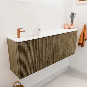 Mondiaz Joya 110cm toiletmeubel ronding rechts dusk met wastafel faye links 1 kraangat talc