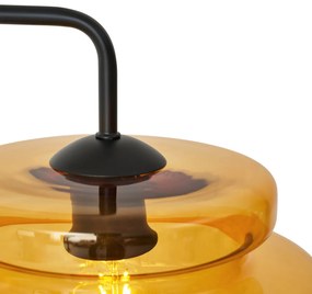 Retro vloerlamp zwart met oranje glas - Denise Retro E27 rond Binnenverlichting Lamp