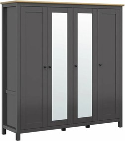 Kledingkast Sordoro 133, Grafiet, Artisan eiken, 203x197x57cm, 181.2 kg, Kledingkast deuren: Met scharnieren, Aantal planken: 8, Aantal planken: 8