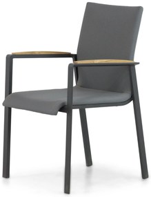 Tuinstoel stapelbaar Aluminium/textileen Grijs-antraciet Lifestyle Garden Furniture Brandon