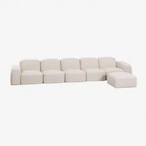 Bastian 5-delige Modulaire Bank En Poef Chenille Dik Wit - Sklum