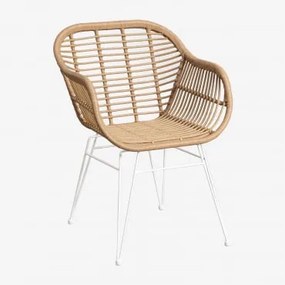 Set Van 2 Zole Eetkamerstoelen Van Synthetisch Riet Wit & Geen Kussen - Sklum