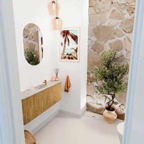 Mondiaz Joya DLux 115cm toiletmeubel ronding links/rechts oak met wastafel faye midden 1 kraangat opalo