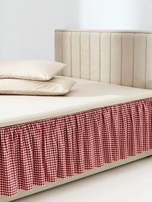 Geruite katoenen bedskirting Twyla met franjes