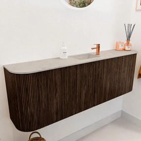 Mondiaz Joya DLux 125cm toiletmeubel ronding links/rechts walnut met wastafel faye midden 1 kraangat opalo