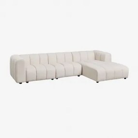 Modulaire Bank Met Chaise Longue Rechts, 3-delig In Bouclé Stof Eliot Crèmebeige Boucléstof - Sklum