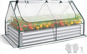 VEVOR Verhoogd tuinbed, Metaal, 180x90x30 cm, Rechthoekig tuinbed, Plantenbakset voor buiten, Groentebed met kasafdekking en handschoenen, Bloembed, Plantbed voor bloemen en groenten