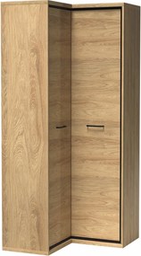 Hoekkledingkast Etrmoni 110, Licht hout, 197x103x85cm, 110 kg, Kledingkast deuren: Met scharnieren, Aantal planken: 5, Aantal planken: 5