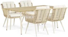 Tuinset 4 personen 180 cm Aluminium/wicker Taupe Coco Custa/Montana