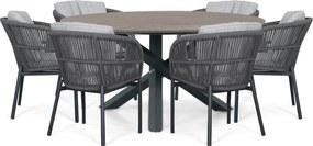 Tuinset 6 personen 150 cm Rope Grijs Lifestyle Garden Furniture Monaco/Ancona