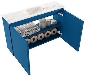 Mondiaz Ture DLux toiletmeubel 80cm jeans met wastafel frappe midden met kraangat