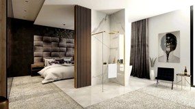 Rea Aero Gold Brush douchewand N 90 Walk In met plank en Evo hanger