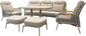Monza stoel bank dining loungeset 6 delig verstelbaar latte rope