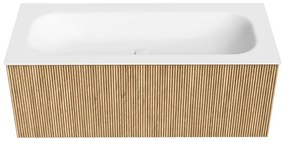 Mondiaz Kurve 110cm badmeubel oak met 1 lade en wastafel big medium midden 1 kraangat