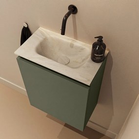 Mondiaz Ture DLux toiletmeubel 40cm army met wastafel ostra midden zonder kraangat