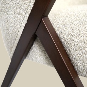 Beige Fauteuil Met Walnoot Hout