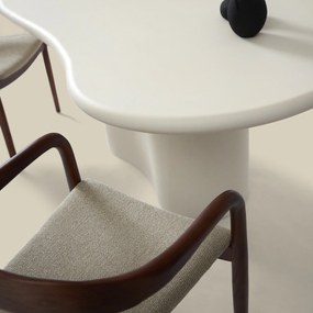 Organische Eettafel Wit Betonlook 200 Cm - 200 X 110cm.