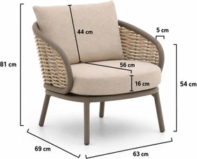 Stoel en Bank Loungeset 4 personen Aluminium Taupe  Apple Bee Pine