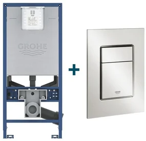GROHE Rapid SLX inbouwreservoir met frame inclusief GROHE Skate cosmopolitan bedieningsplaat Supersteel sw107660/sw336186