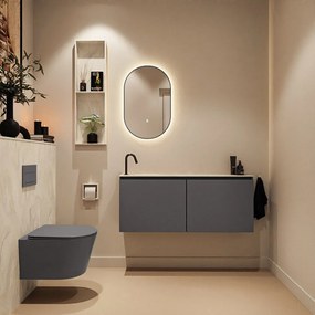 Mondiaz Ture DLux toiletmeubel 120cm dark grey met wastafel ostra links met kraangat