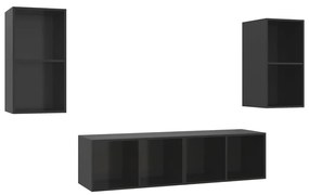 vidaXL Tv-wandmeubelen 4 st spaanplaat hoogglans zwart