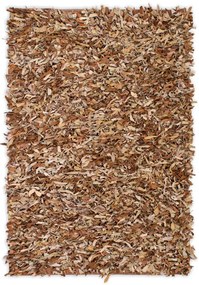 vidaXL Tapijt shaggy hoogpolig 120x170 cm echt leer tan