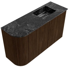 Mondiaz Joya DLux 70cm toiletmeubel ronding links walnut met wastafel faye rechts 1 kraangat lava