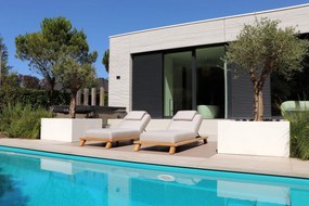 Flow Lumosa daybed Graumel chalk met teakhouten frame SALE