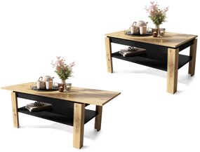 ASTI-R Artisan eiken/zwart - moderne salontafel met uitschuifbaar blad