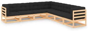 vidaXL 7-delige Loungeset met kussens massief grenenhout