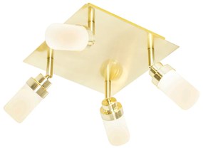 Moderne badkamer Spot / Opbouwspot / Plafondspot messing 4-lichts IP44 - Japie Modern G9 IP44 vierkant Lamp