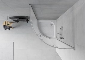 Mexen Rio halfronde douchecabine 70 x 70 cm, matglas, chroom + douchebak, wit - 863-070-070-01-30-4710