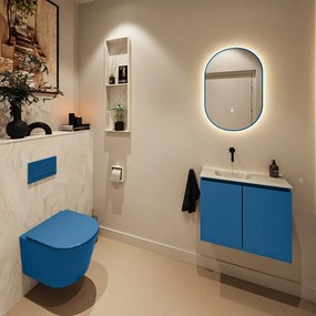 Mondiaz Ture DLux toiletmeubel 60cm jeans met wastafel ostra links zonder kraangat